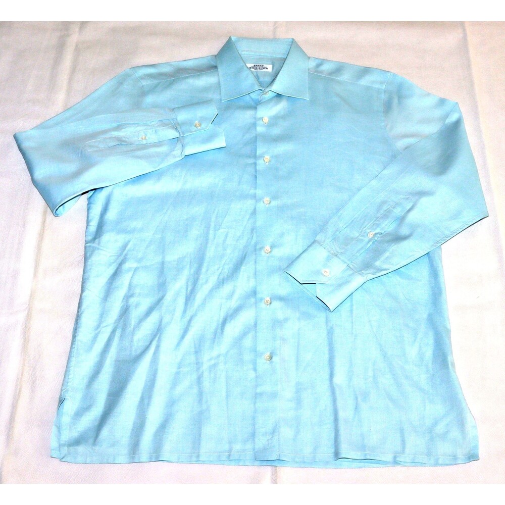 Fray Trillion Palm Beach Men's Long Sleeve Button Front Blue Shirt Size Large